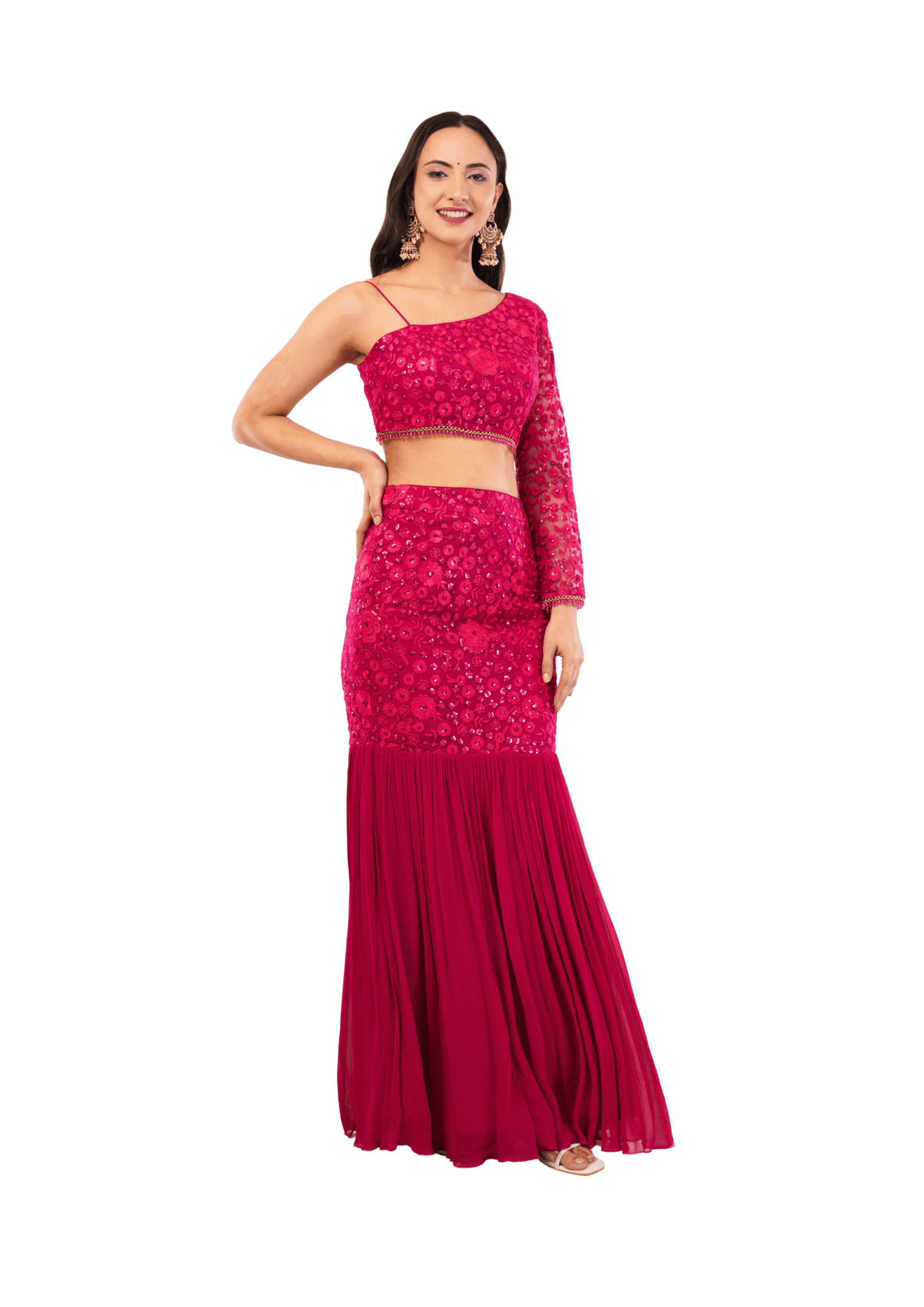 Red Fish Cut Lehenga. - Image 6