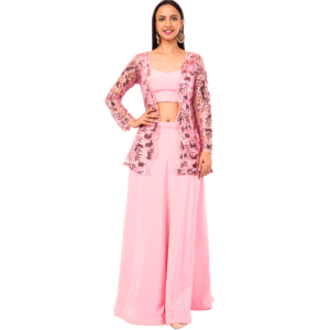 Designer Cut Work Crop Top with Palazzo