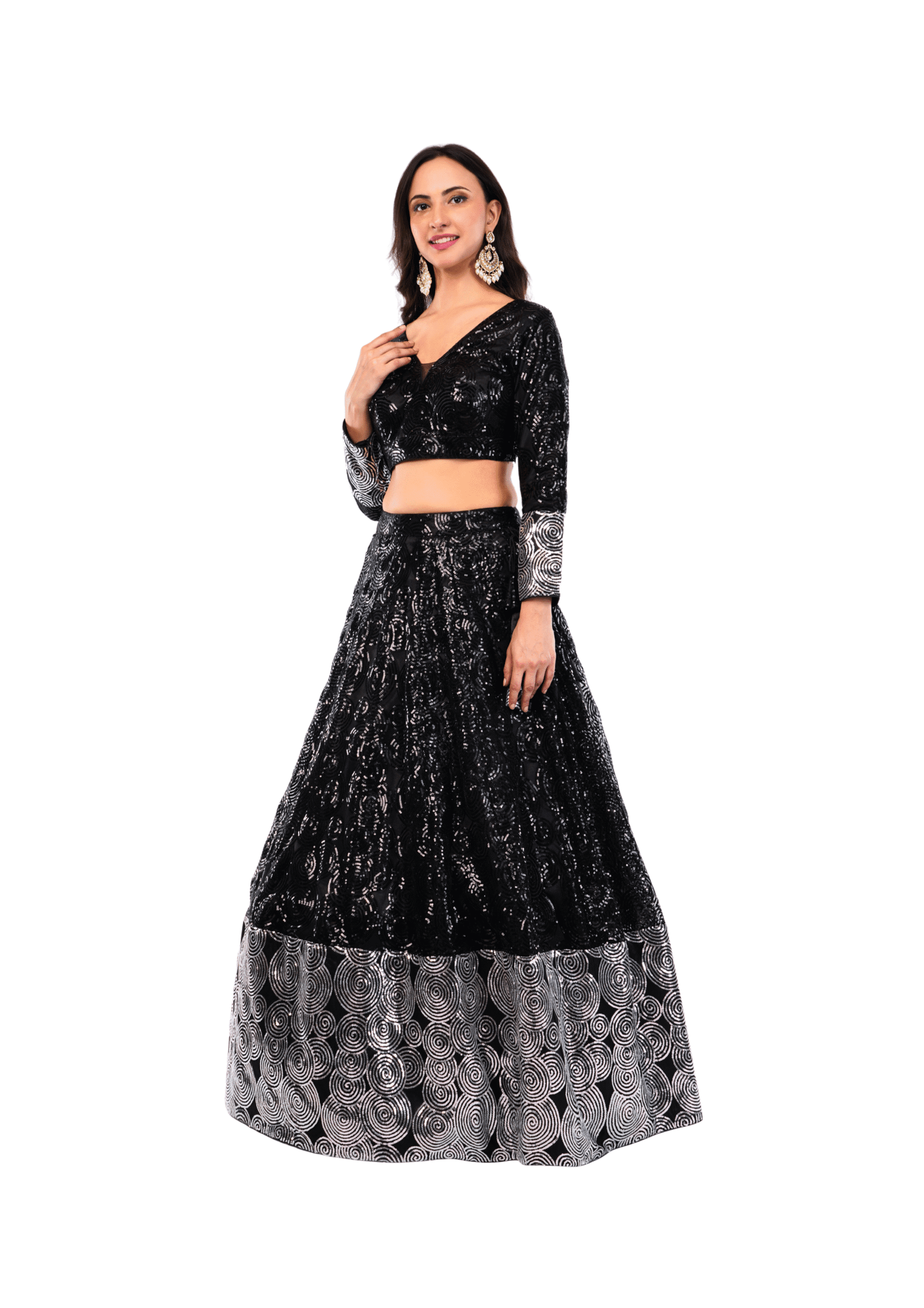 Luxury Sequin Embroidered Lehenga Set - Image 11