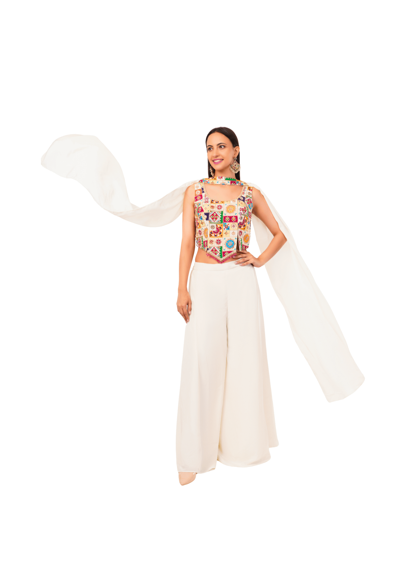 Stylish Ethnic Crop Top & Palazzo Dress - Image 5